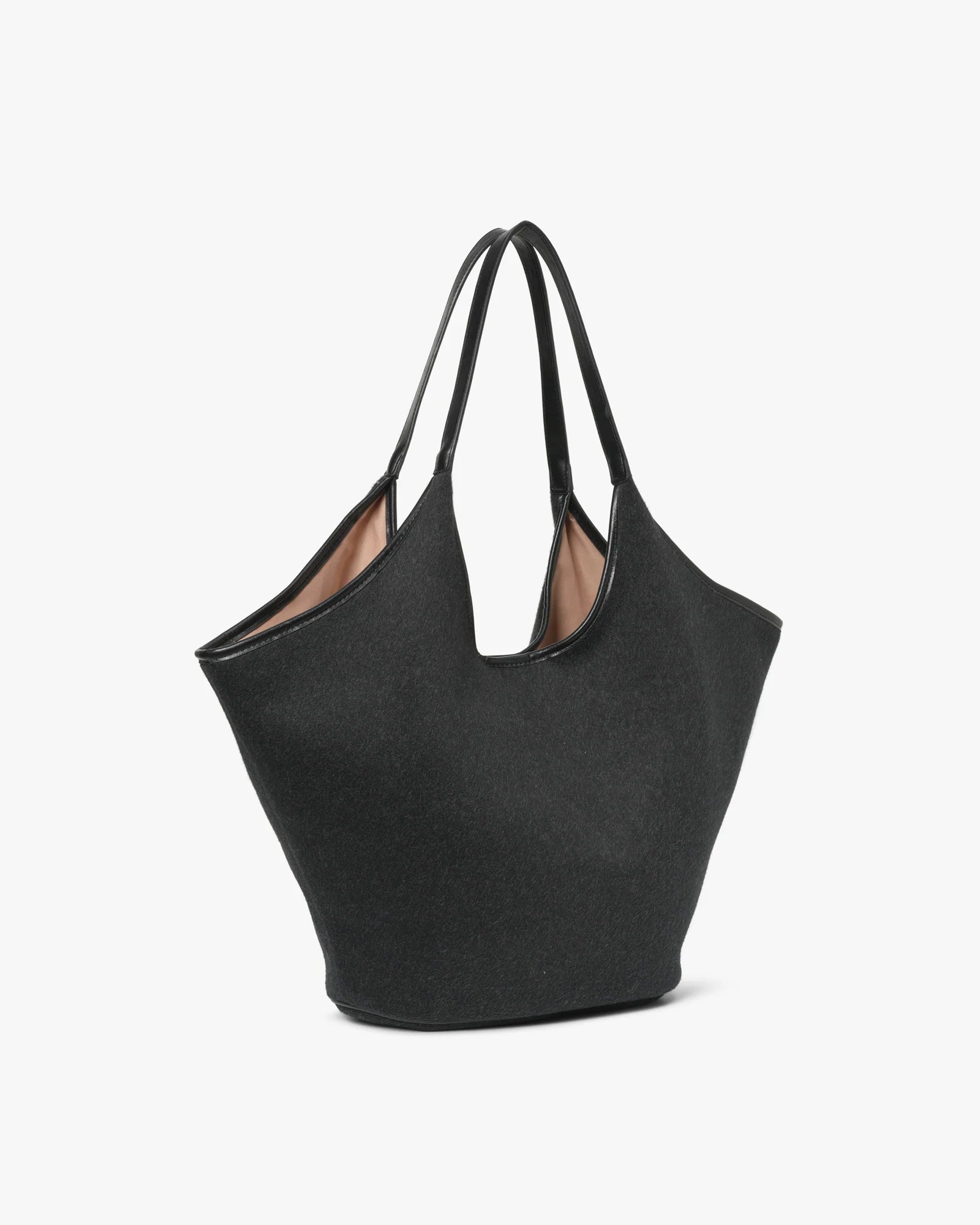 DAY ET Medium Woollen Shoulder Bag Dark Grey Mélange