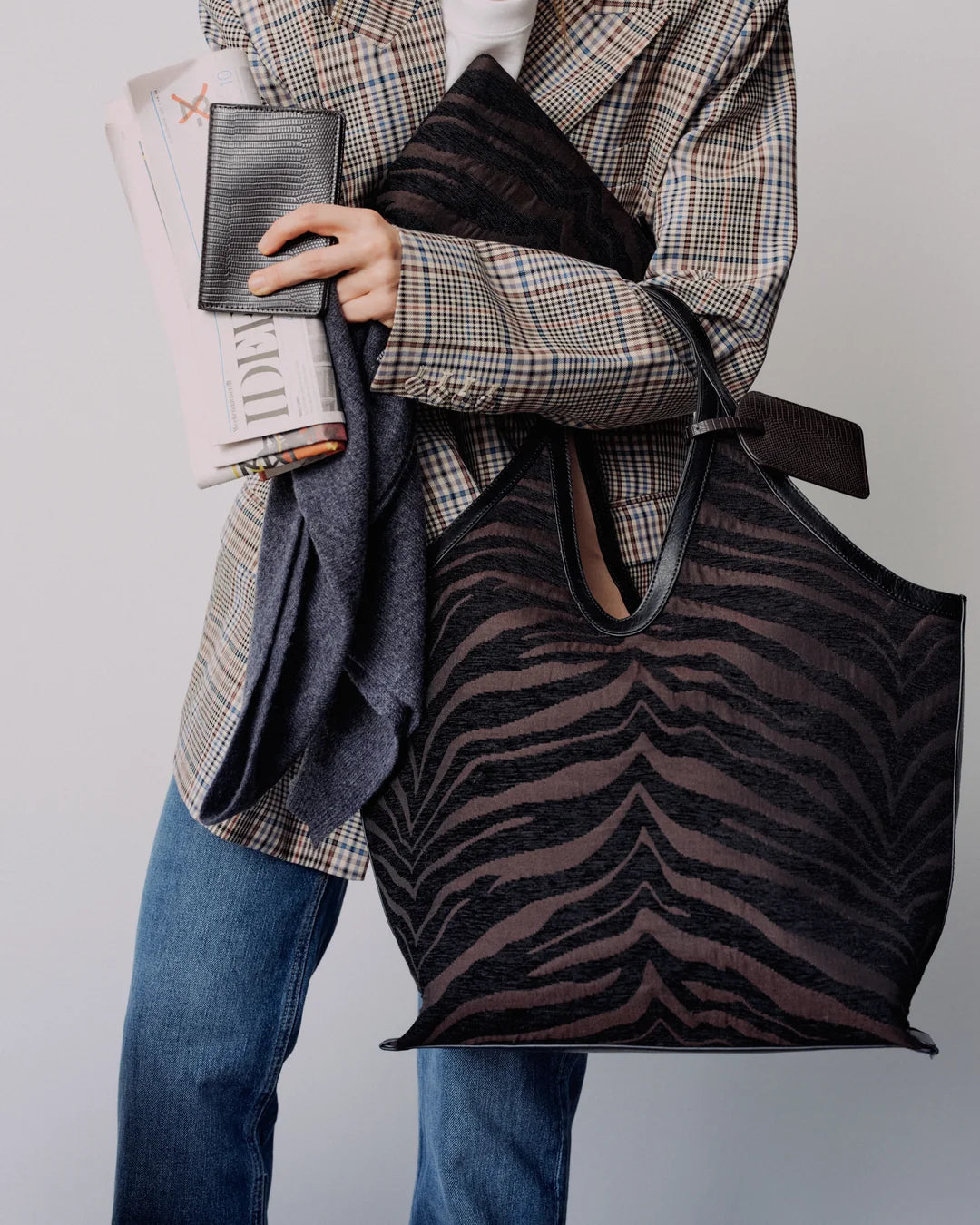 DAY ET Large Zebra Tote Coffee Bean
