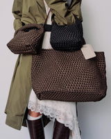 DAY ET Large Hand-Braided Neoprene Shoulder Bag Coffee Bean