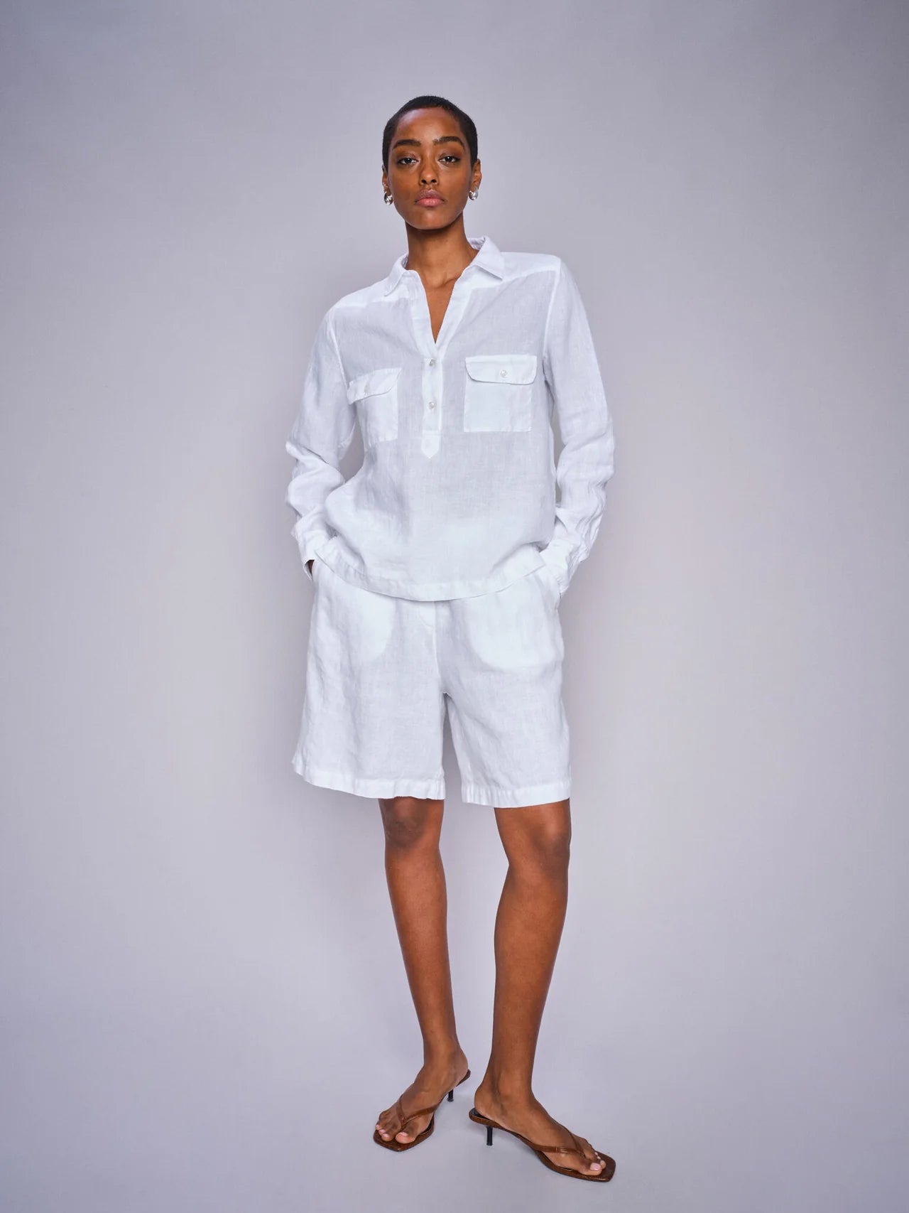 Mos Mosh Emmie Linen Bermuda Short White