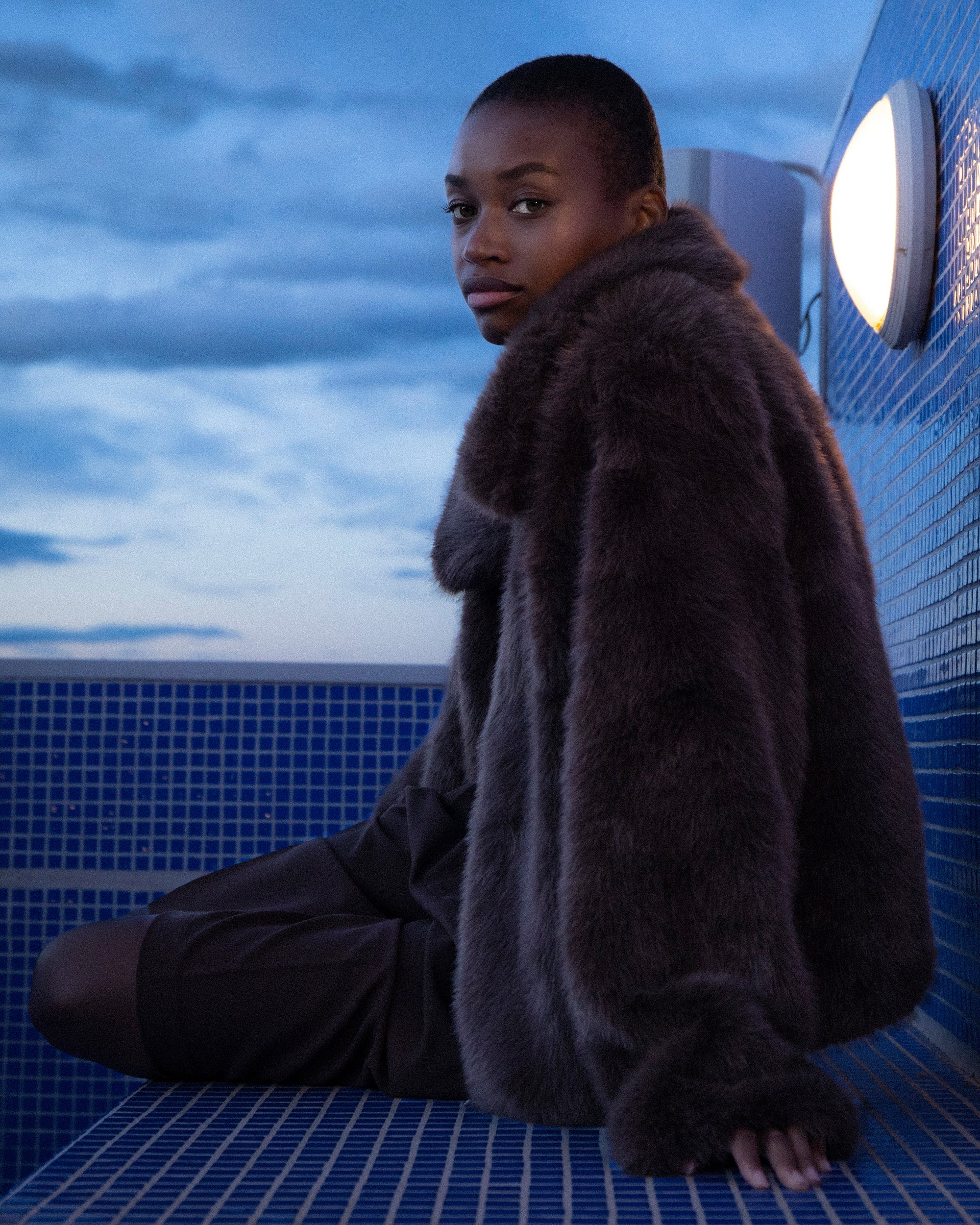 GRACE & MILA Shonna Faux Fur Jacket Chocolate