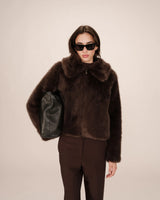 GRACE & MILA Shonna Faux Fur Jacket Chocolate