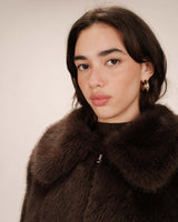 GRACE & MILA Shonna Faux Fur Jacket Chocolate