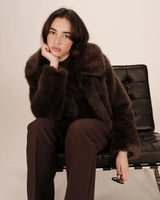 GRACE & MILA Shonna Faux Fur Jacket Chocolate