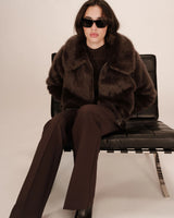 GRACE & MILA Shonna Faux Fur Jacket Chocolate