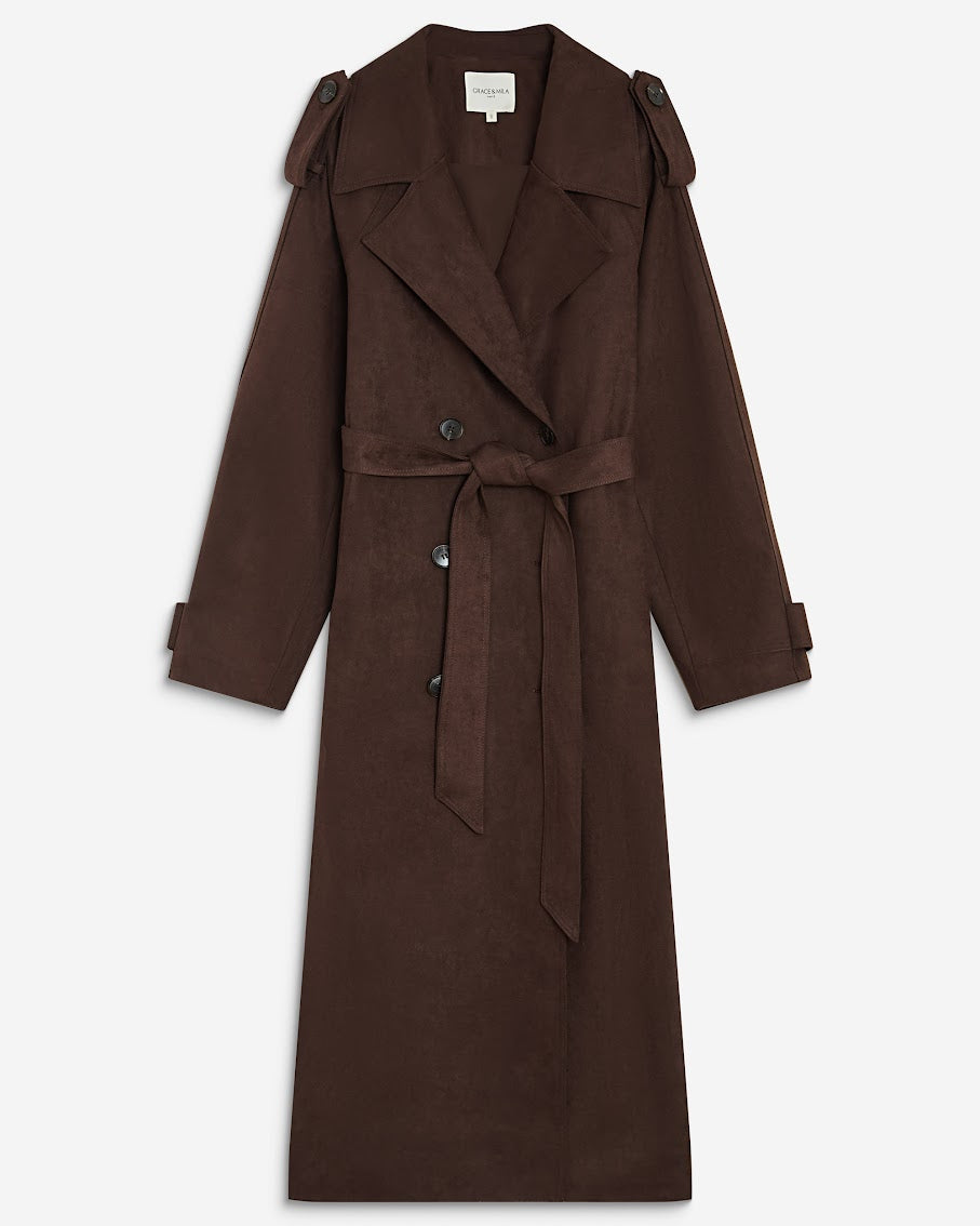 GRACE & MILA Astrid Trench Chocolate