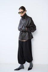 GRACE & MILA Auburn Oversized Leather Jacket Black