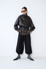 GRACE & MILA Auburn Oversized Leather Jacket Black