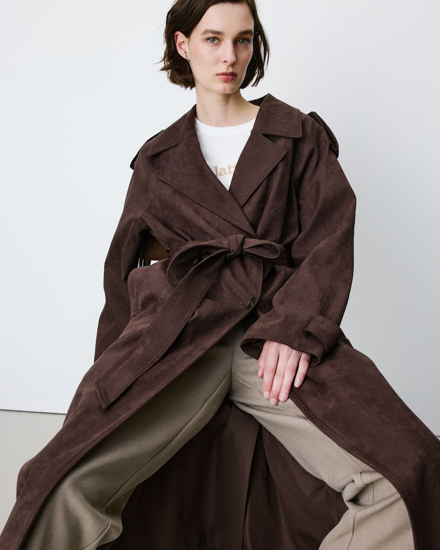GRACE & MILA Astrid Trench Chocolate