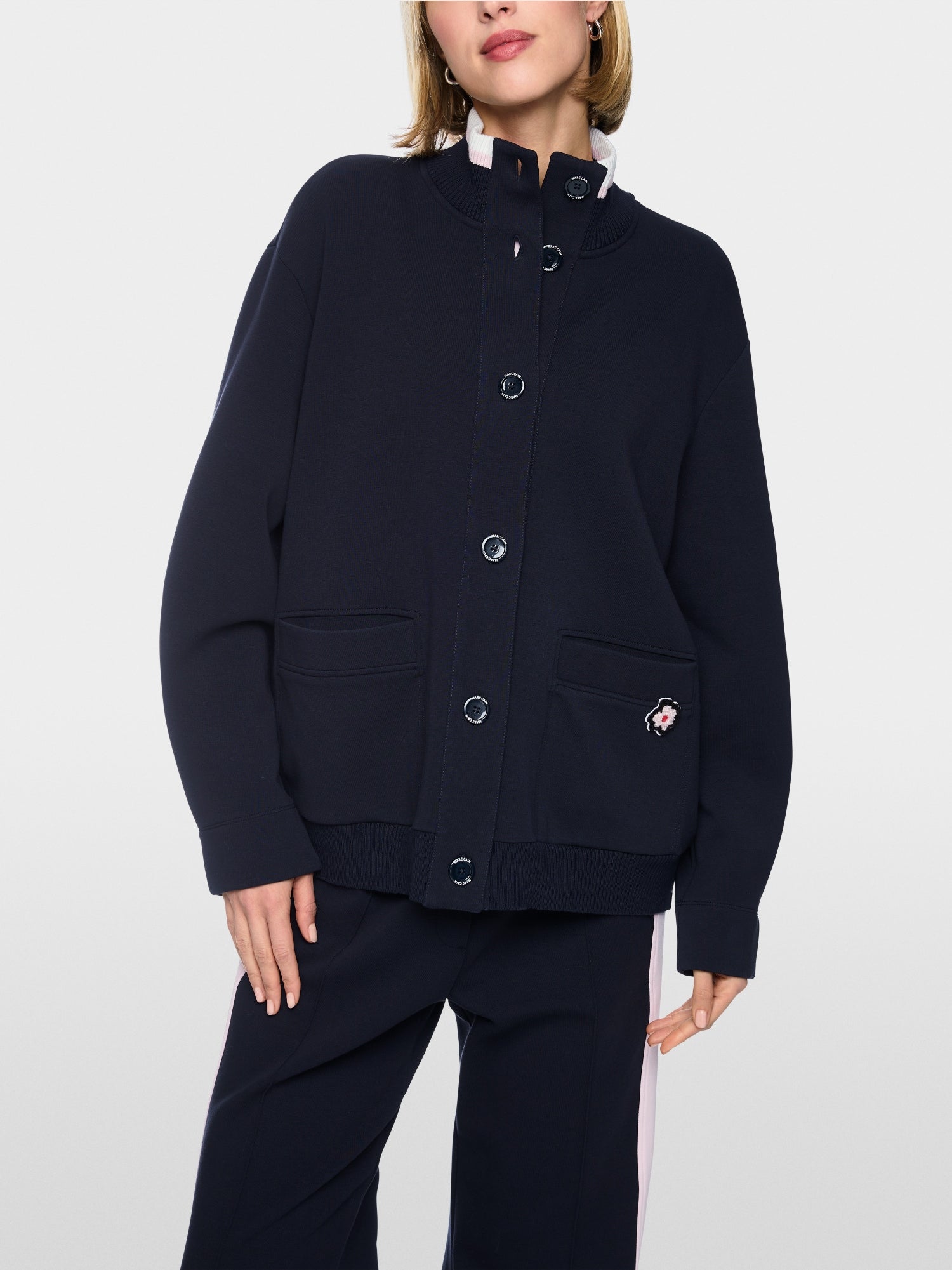 Marc Cain Sports Jacket with Knitted Detail Navy BS31.13J09