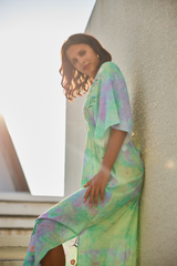 JULES Embroidered Dress Aqua