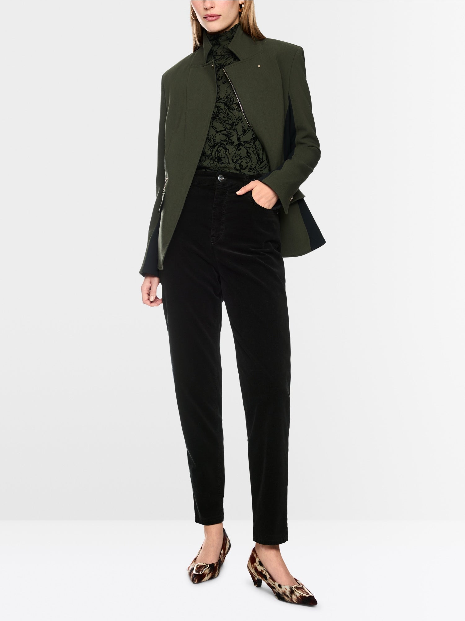 Marc Cain Collections FEURA Velvet Pants Black BC81.52W58