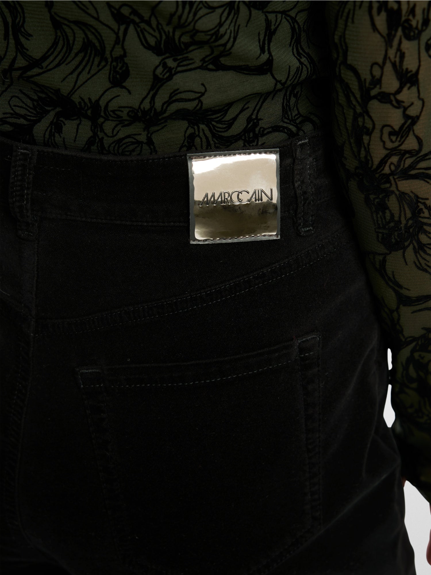 Marc Cain Collections FEURA Velvet Pants Black BC81.52W58
