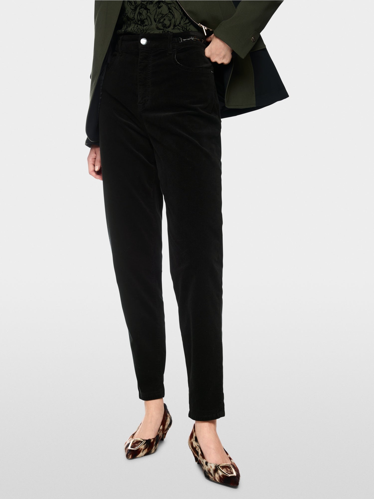 Marc Cain Collections FEURA Velvet Pants Black BC81.52W58