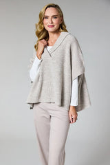 d.e.c.k. By Decollage Roll Neck Poncho Style Knit Beige