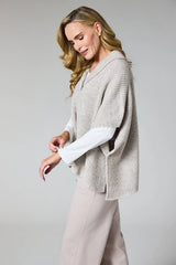 d.e.c.k. By Decollage Roll Neck Poncho Style Knit Beige
