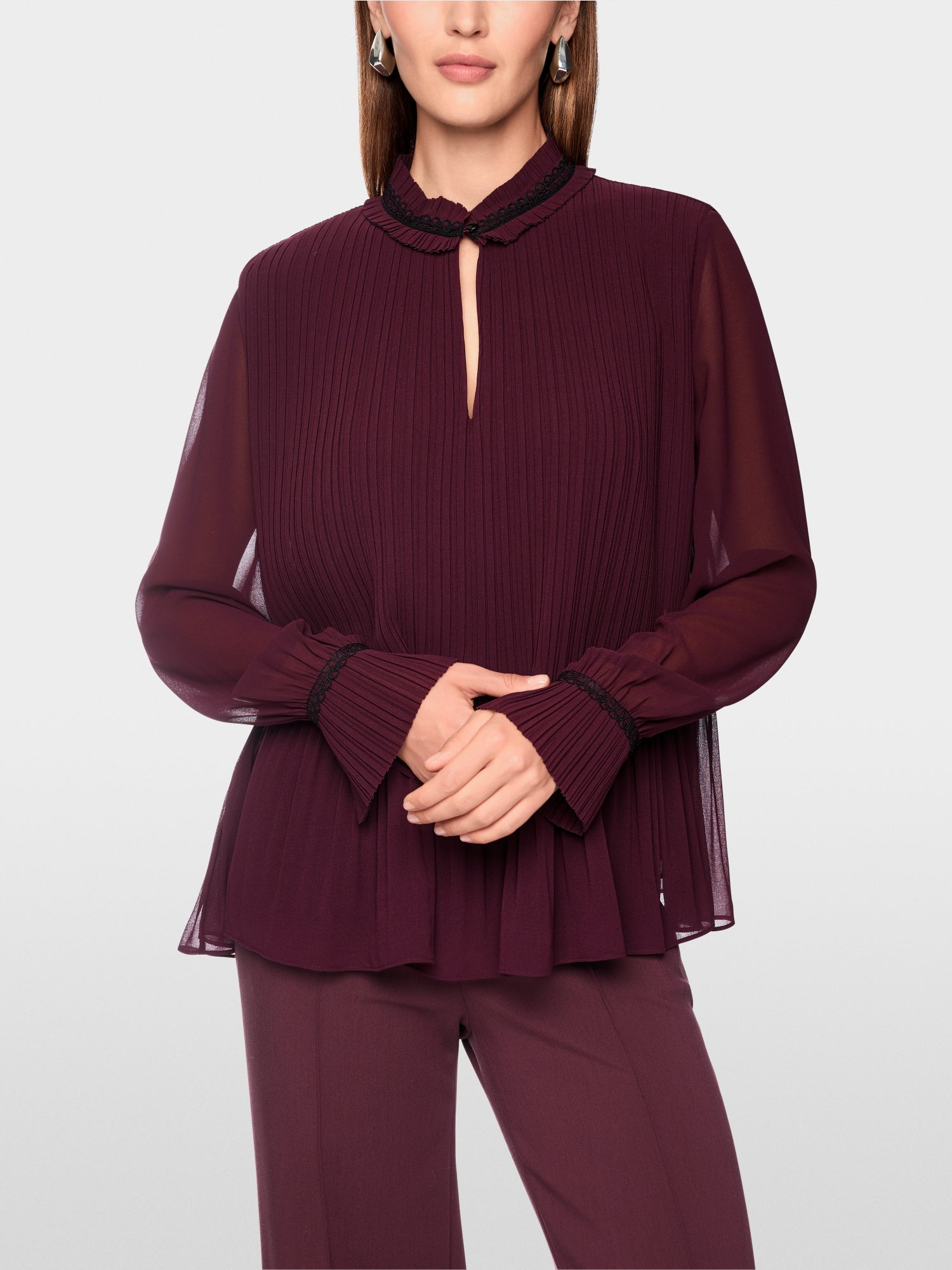 Marc Cain Collections Pleated Blouse Winetasting BC51.31W61
