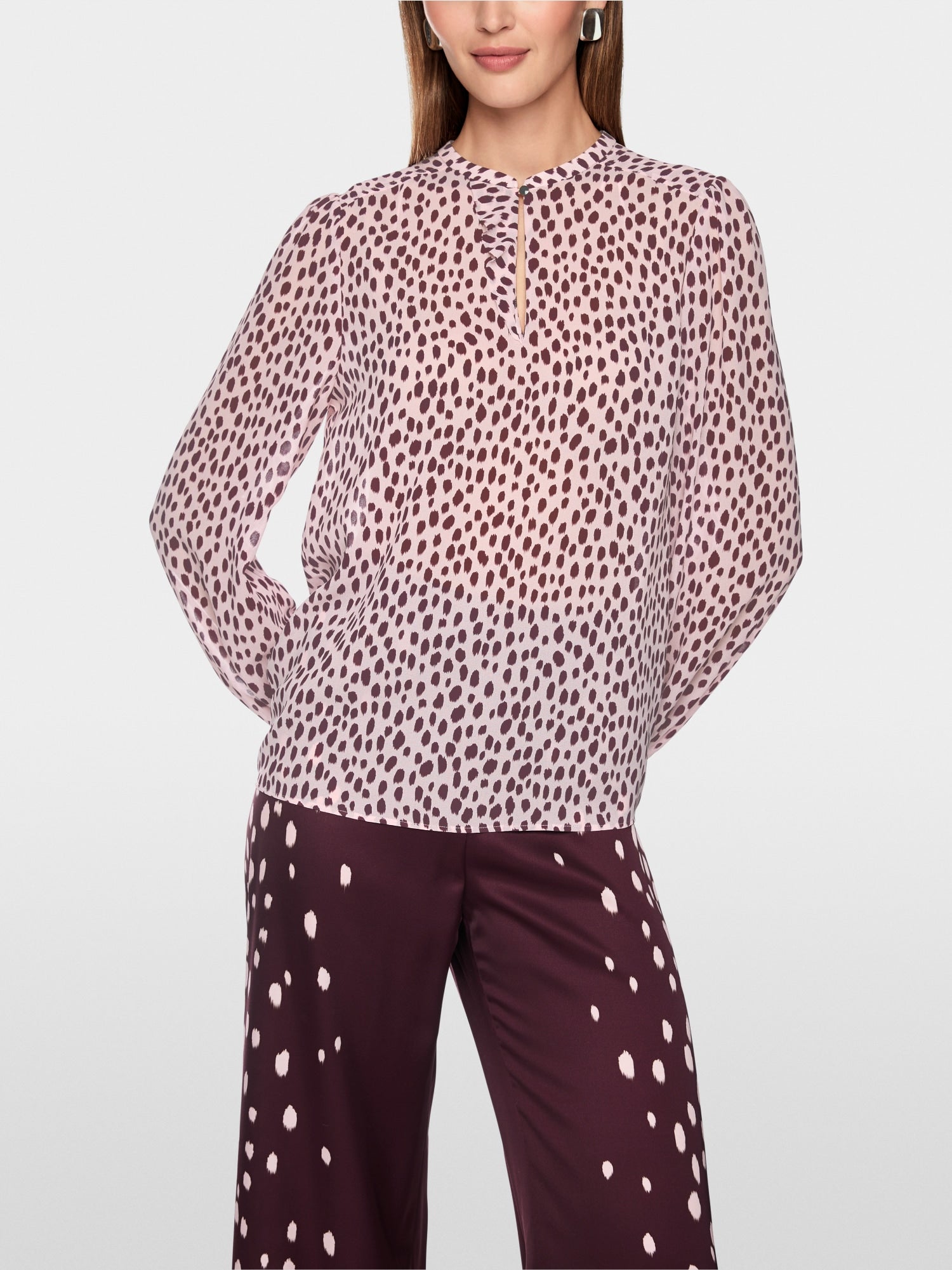 Marc Cain Collections Blouse with Polka Dot Print Chalk Pink BC51.36W86