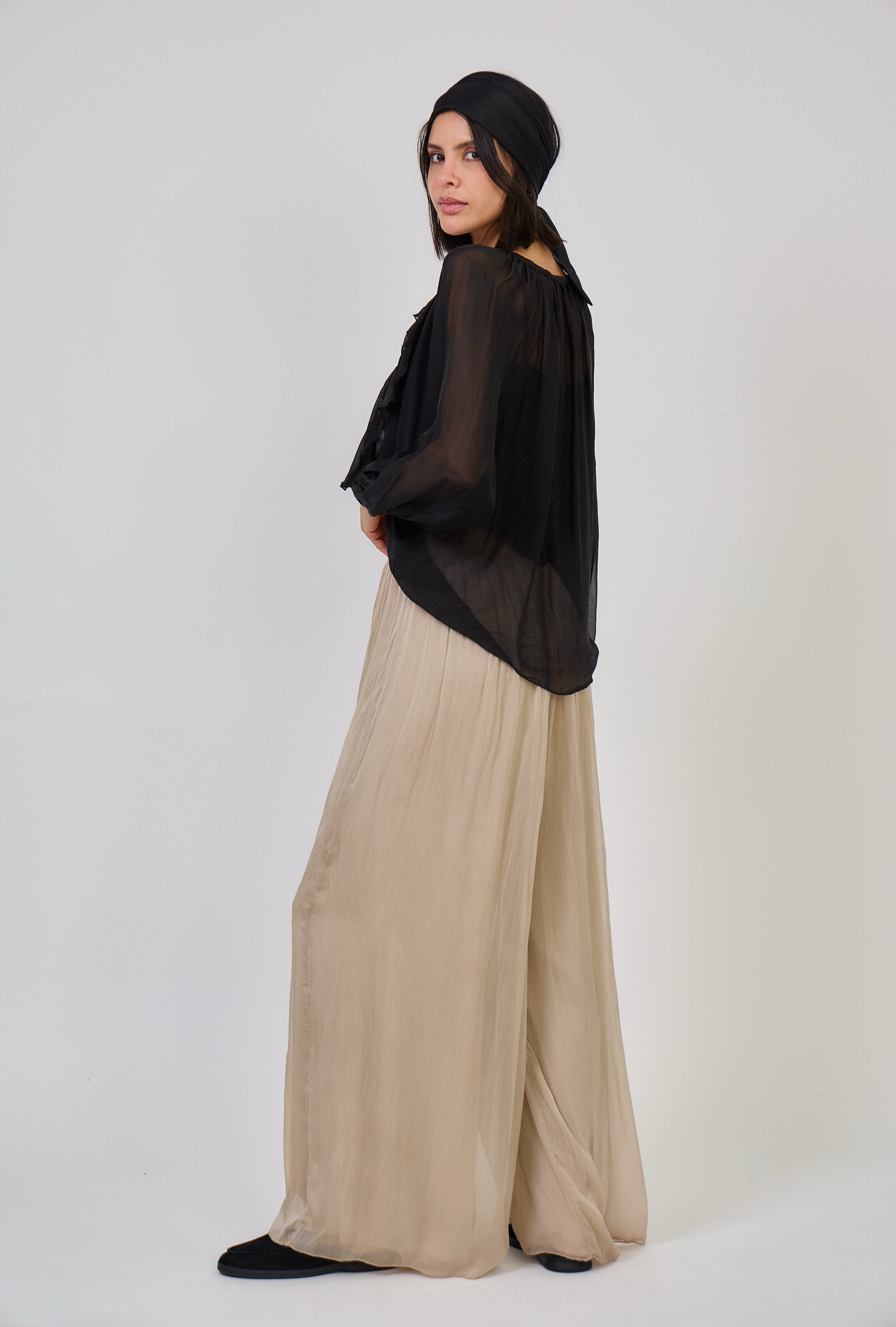 Molly Frill Silk Blouse Black
