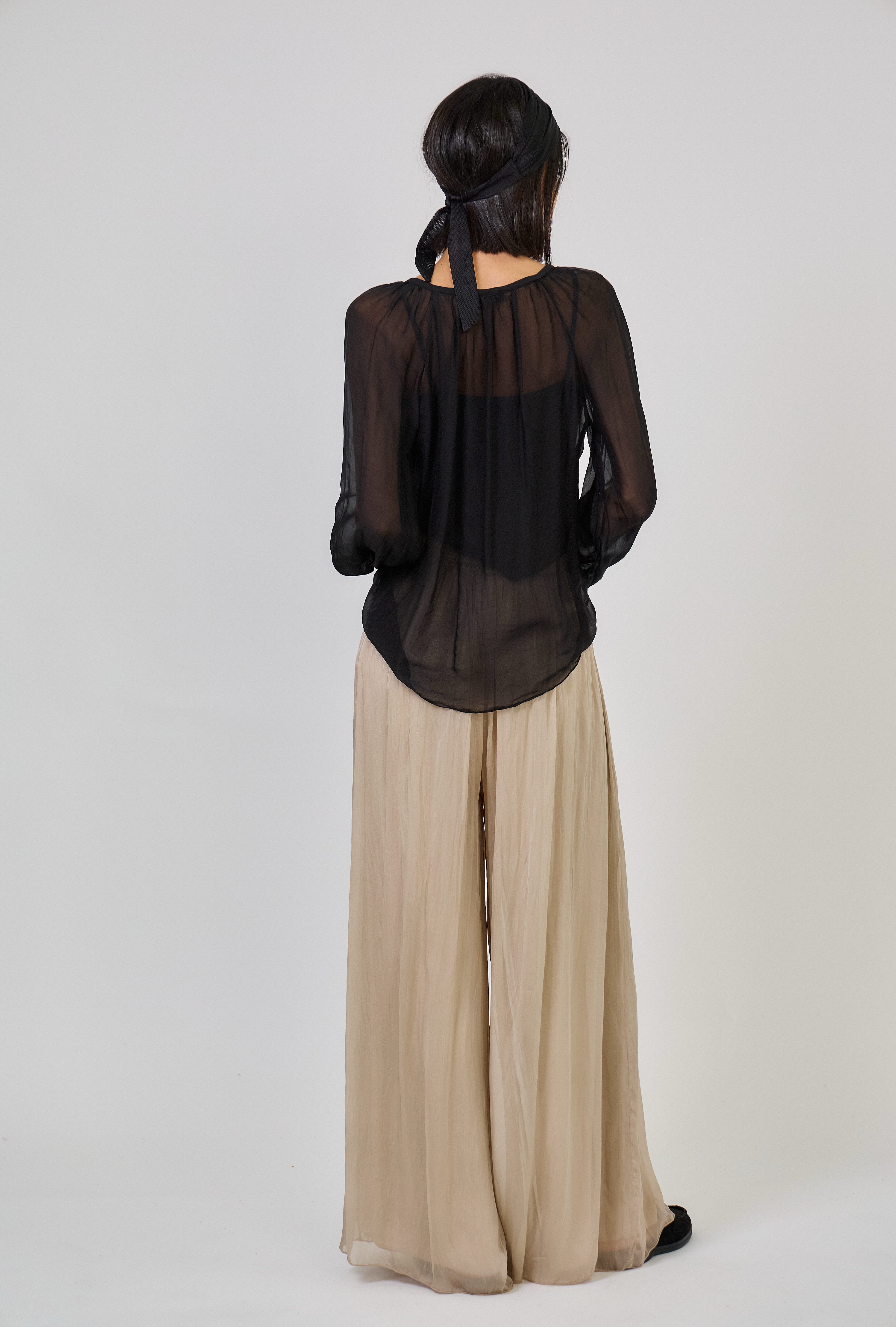 Molly Frill Silk Blouse Black
