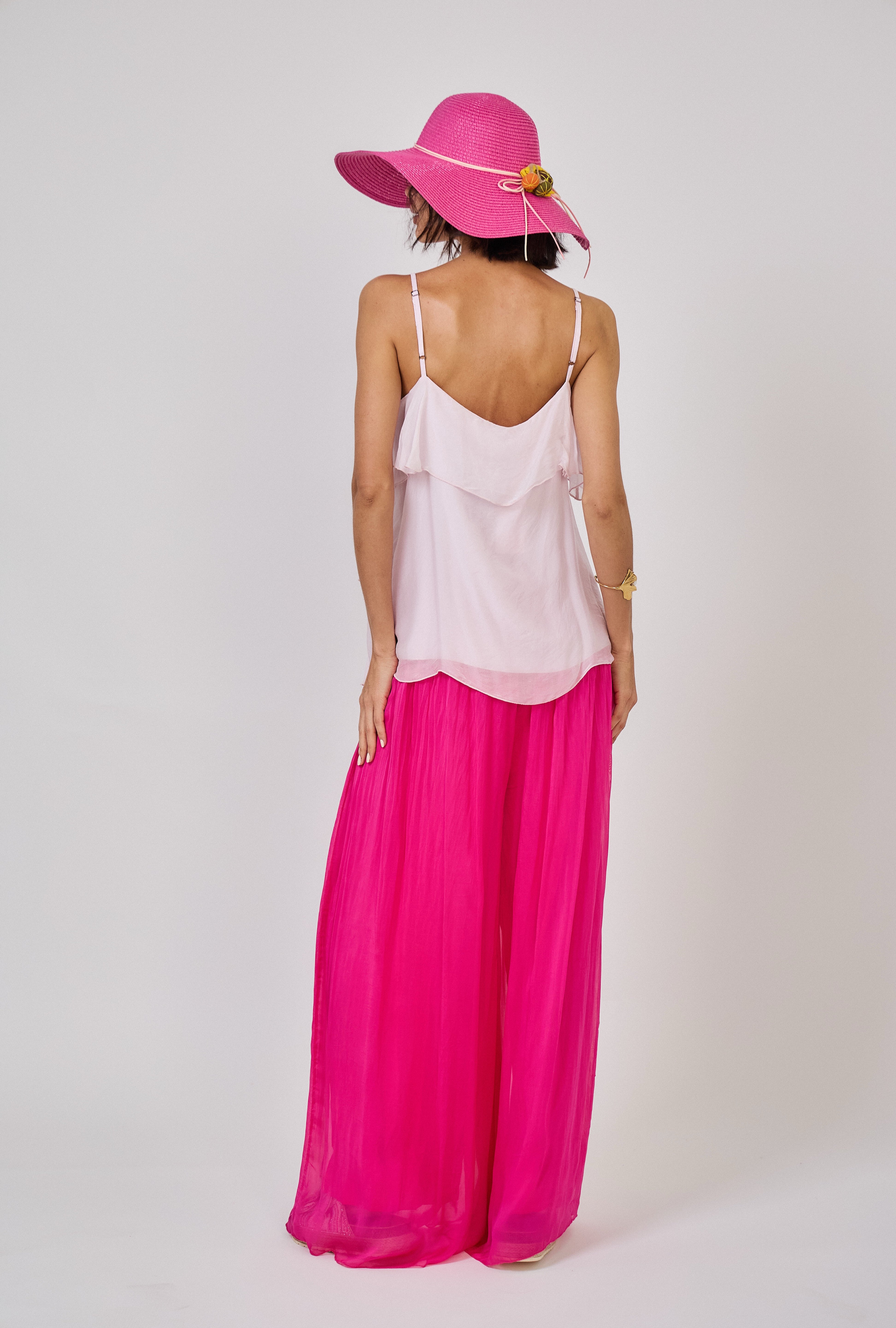 Maisy Frill Silk Top Soft Pink