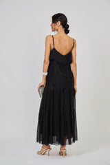 Maisy Frill Silk Top Black