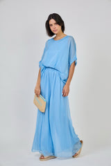 Martha Silk Blouse Sky Blue