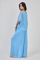 Martha Silk Blouse Sky Blue