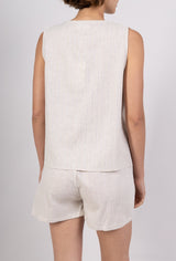 Suzy Linen Tie Blouse Summer Sand