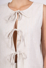 Suzy Linen Tie Blouse Summer Sand
