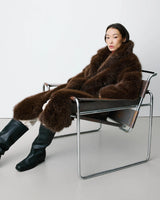 Grace & Mila Long Faux Fur Oversized Coat Chocolate