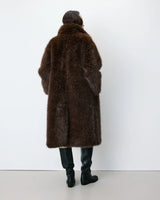 Grace & Mila Long Faux Fur Oversized Coat Chocolate