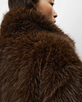 Grace & Mila Long Faux Fur Oversized Coat Chocolate