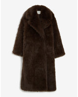 Grace & Mila Long Faux Fur Oversized Coat Chocolate