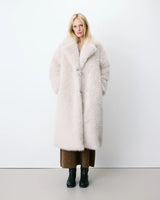 Grace & Mila Long Faux Fur Oversized Coat Greige