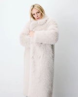 Grace & Mila Long Faux Fur Oversized Coat Greige