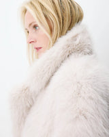 Grace & Mila Long Faux Fur Oversized Coat Greige