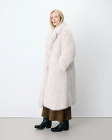 Grace & Mila Long Faux Fur Oversized Coat Greige