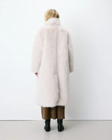 Grace & Mila Long Faux Fur Oversized Coat Greige