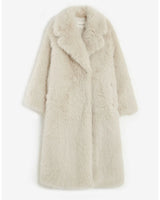 Grace & Mila Long Faux Fur Oversized Coat Greige