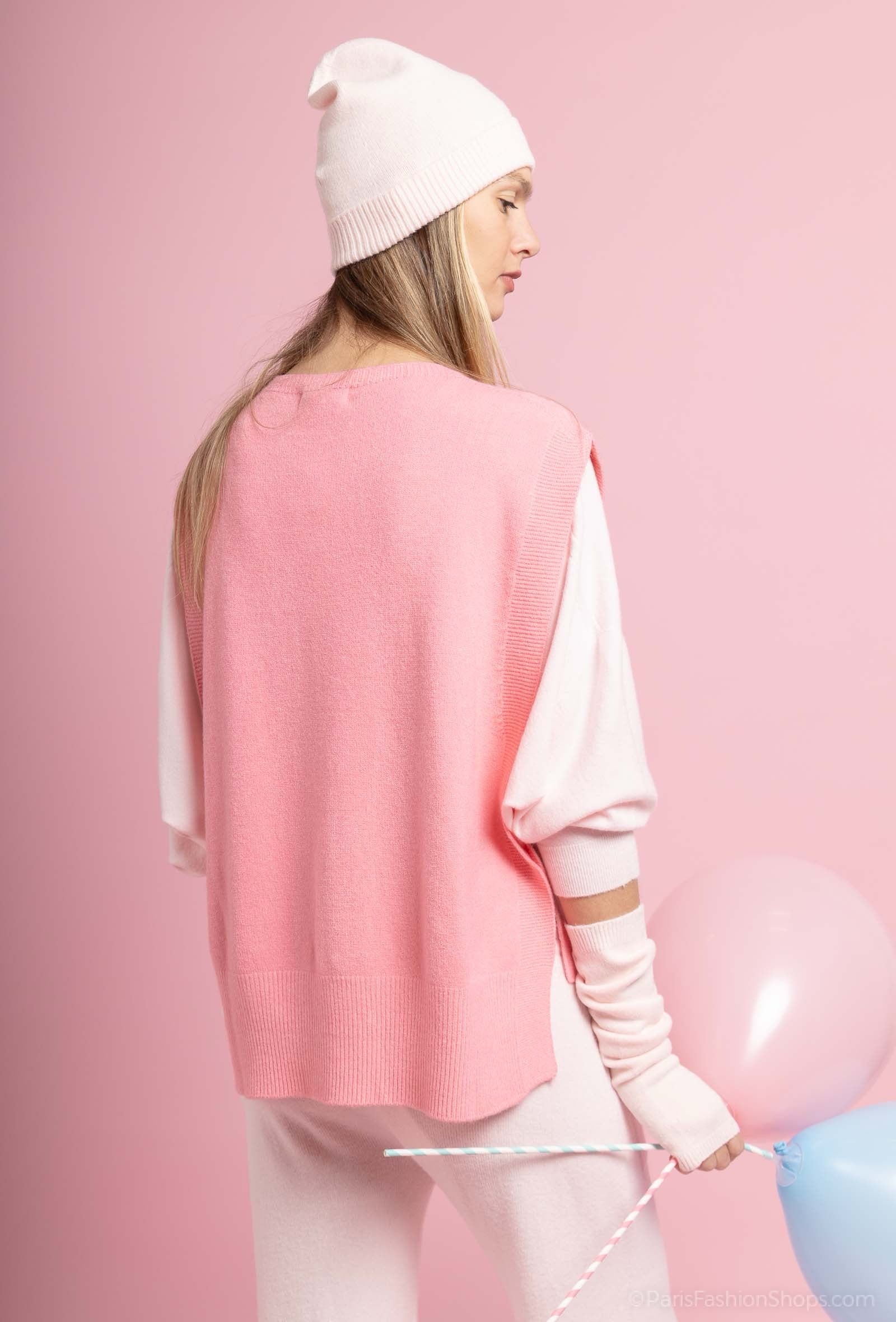 Pippa Cashmere Touch Sleevless Sweater Geranium