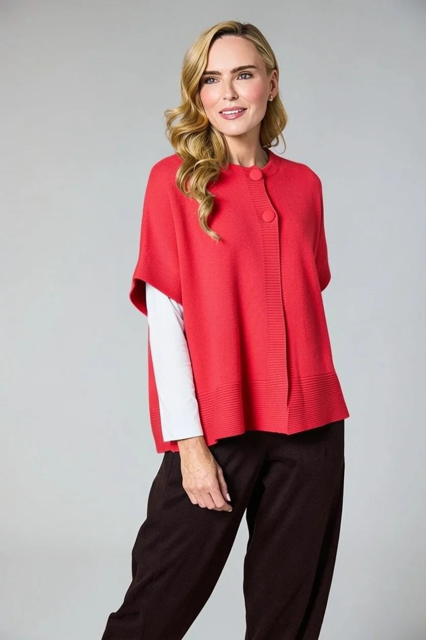 d.e.c.k. By Decollage Short Sleeve Cardi Red