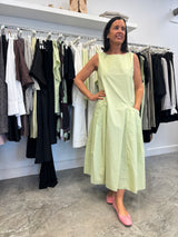 NEIRAMI Cotton Poplin Dress Lime