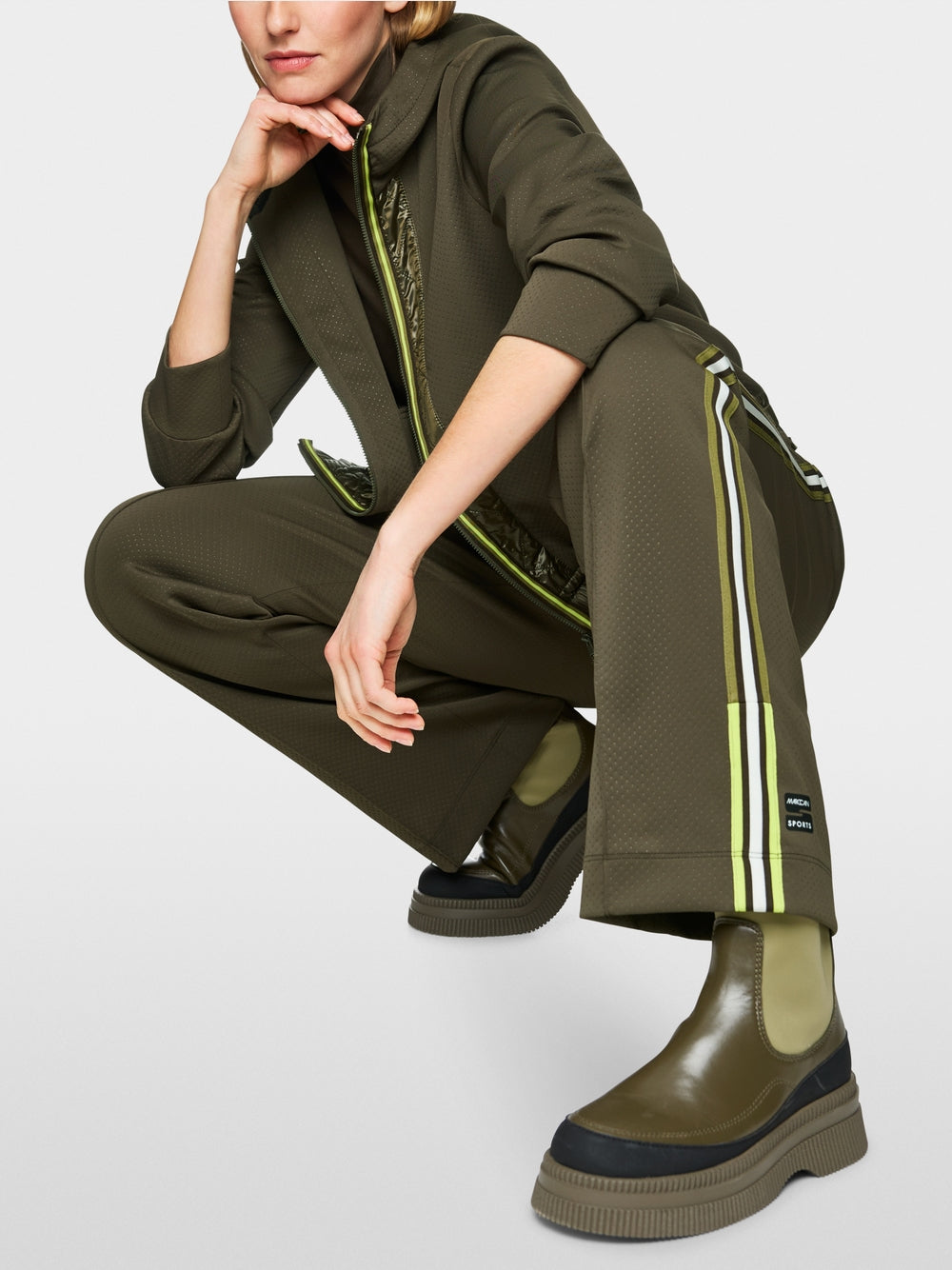 Marc Cain Sports Jacket with contrasting stripes Olive Drab ZS31.08J18