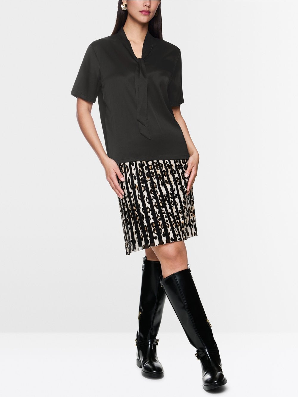 Marc Cain Collections Blouse Shirt with Bow Black ZC55.01J15
