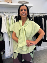 NEIRAMI Tie Cotton Poplin Blouse Lime