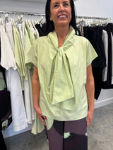 NEIRAMI Tie Cotton Poplin Blouse Lime