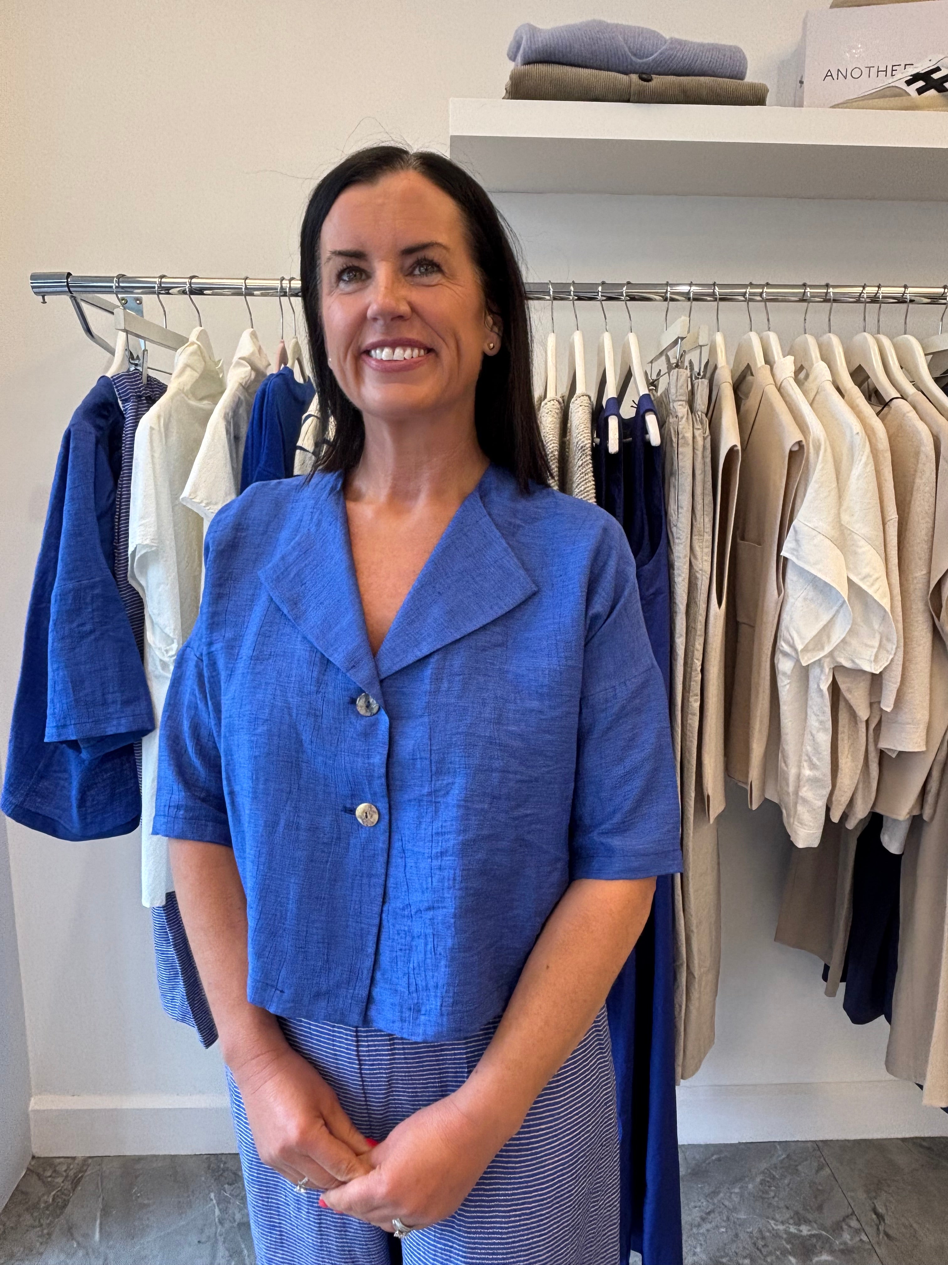 NEIRAMI Textured Linen Blend Bolero