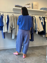 NEIRAMI Striped Cropped Barrel Pants Cobalt