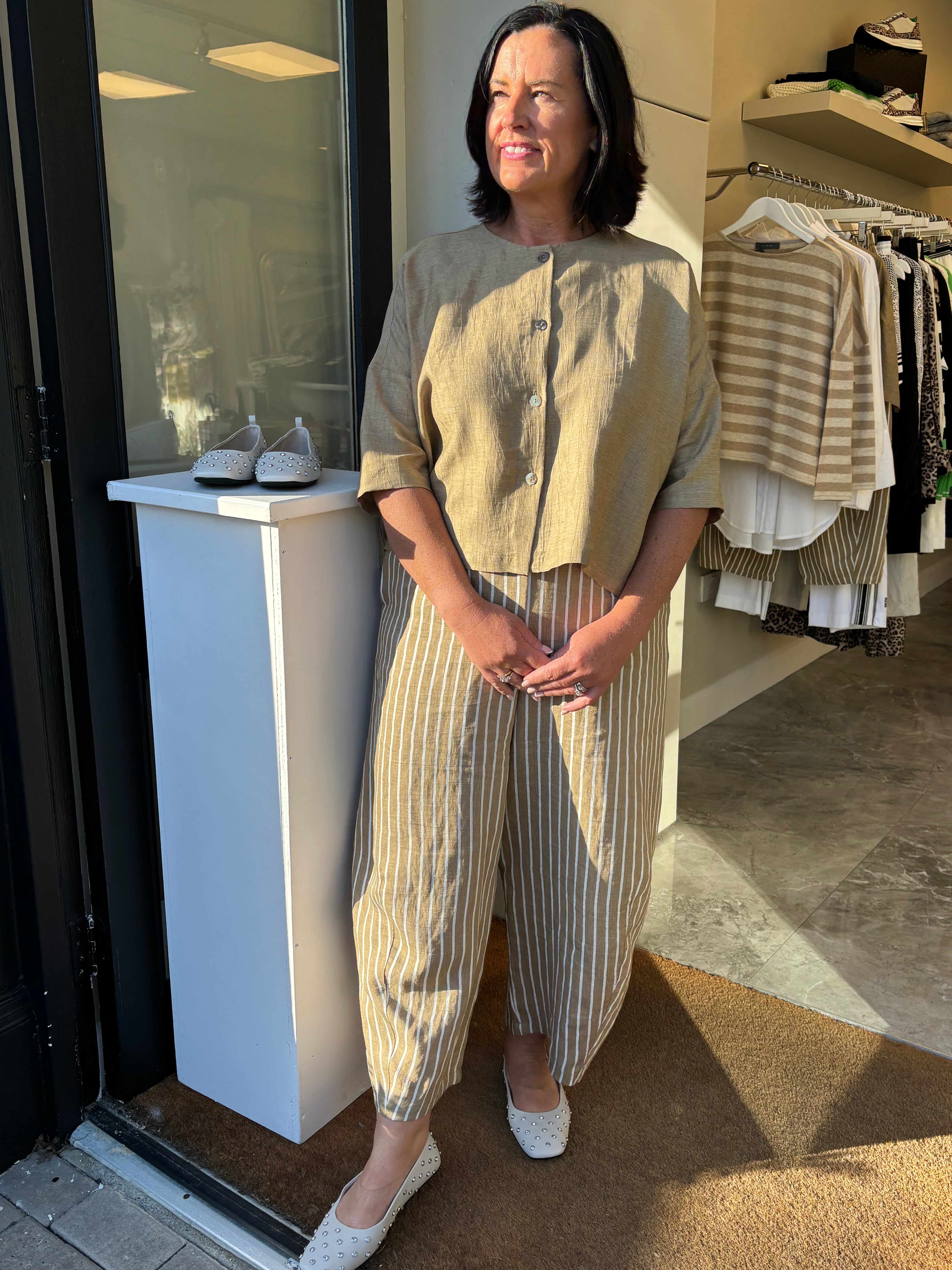 NEIRAMI Linen Bolero Style Jacket Summer Sand